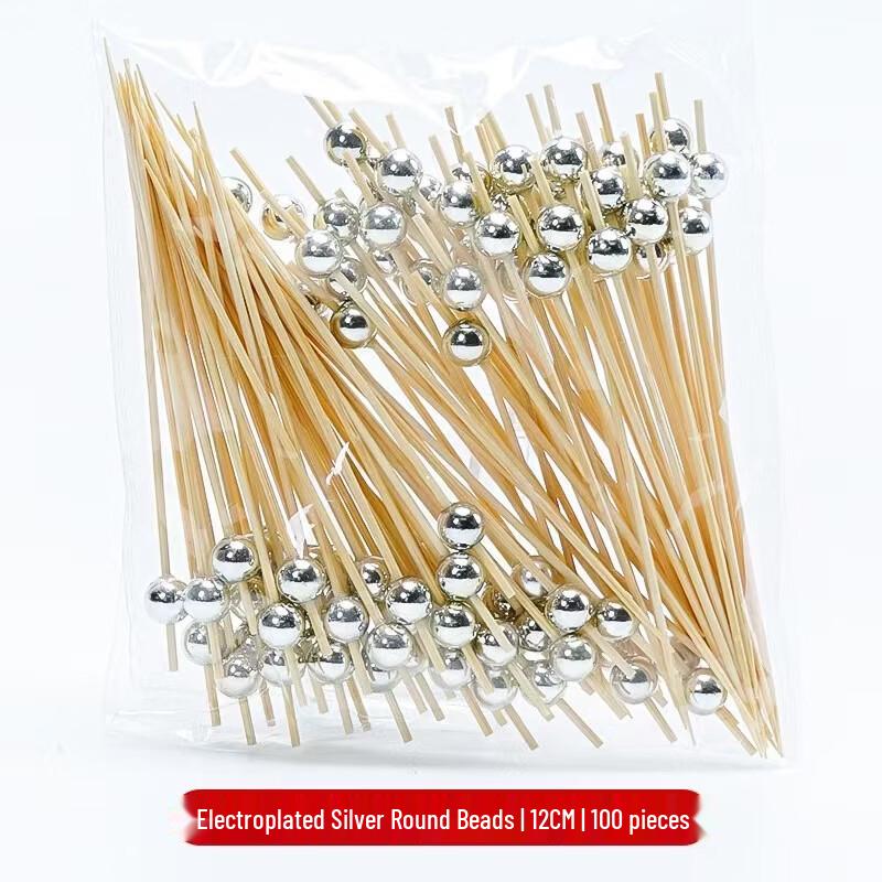Disposable Silver Round Bead Food Picks