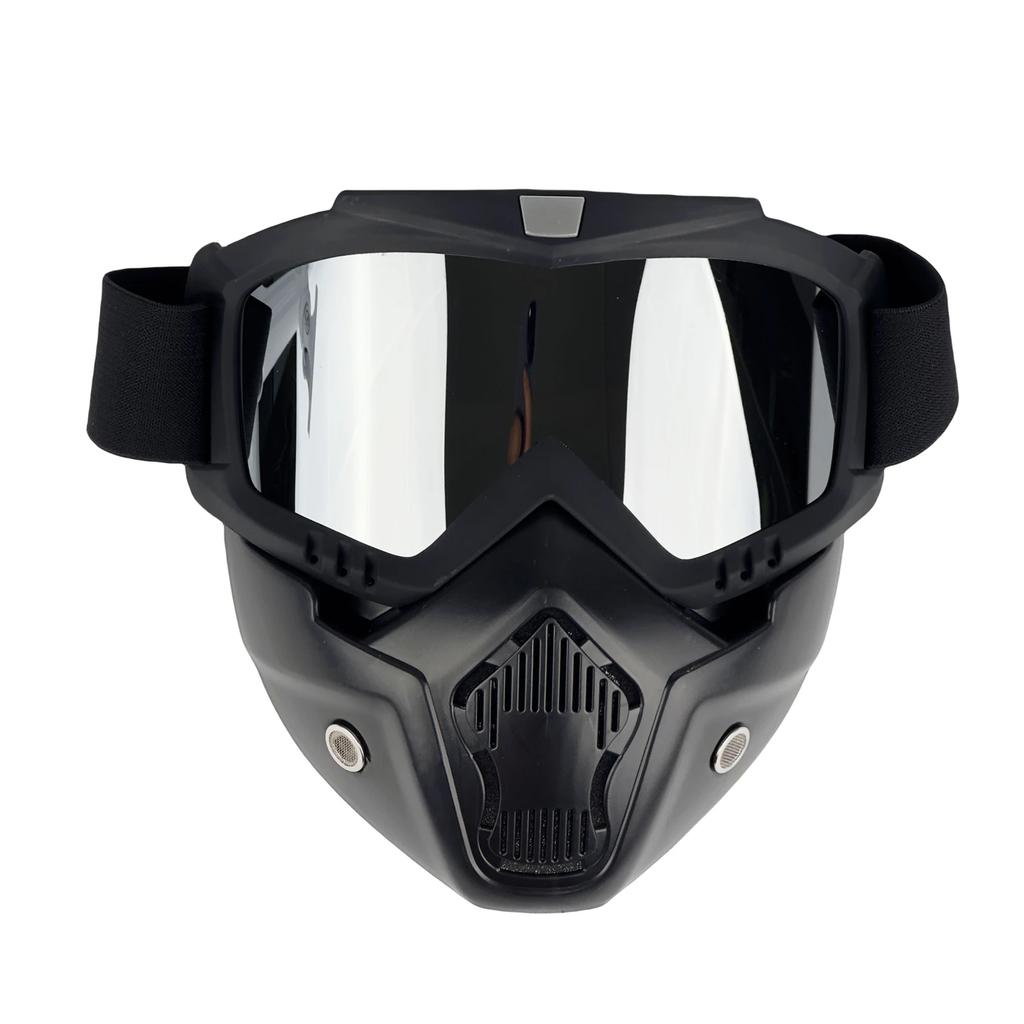 Motosiklet Kaskı Sürüş Gözlüğü Çıkarılabilir Yüz Maskeli Gözlükler Buğu Önleyici Sıcak Gözlükler Ağız Filtresi Ayarlanabilir Kaymaz