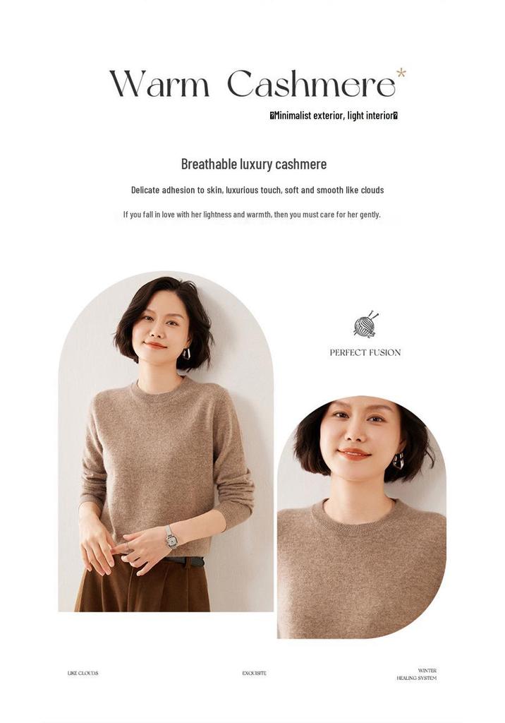 2025 A/W Cashmere Round Neck Knitwear - Soft Fluffy Loose Long Sleeve Pullover Sweater