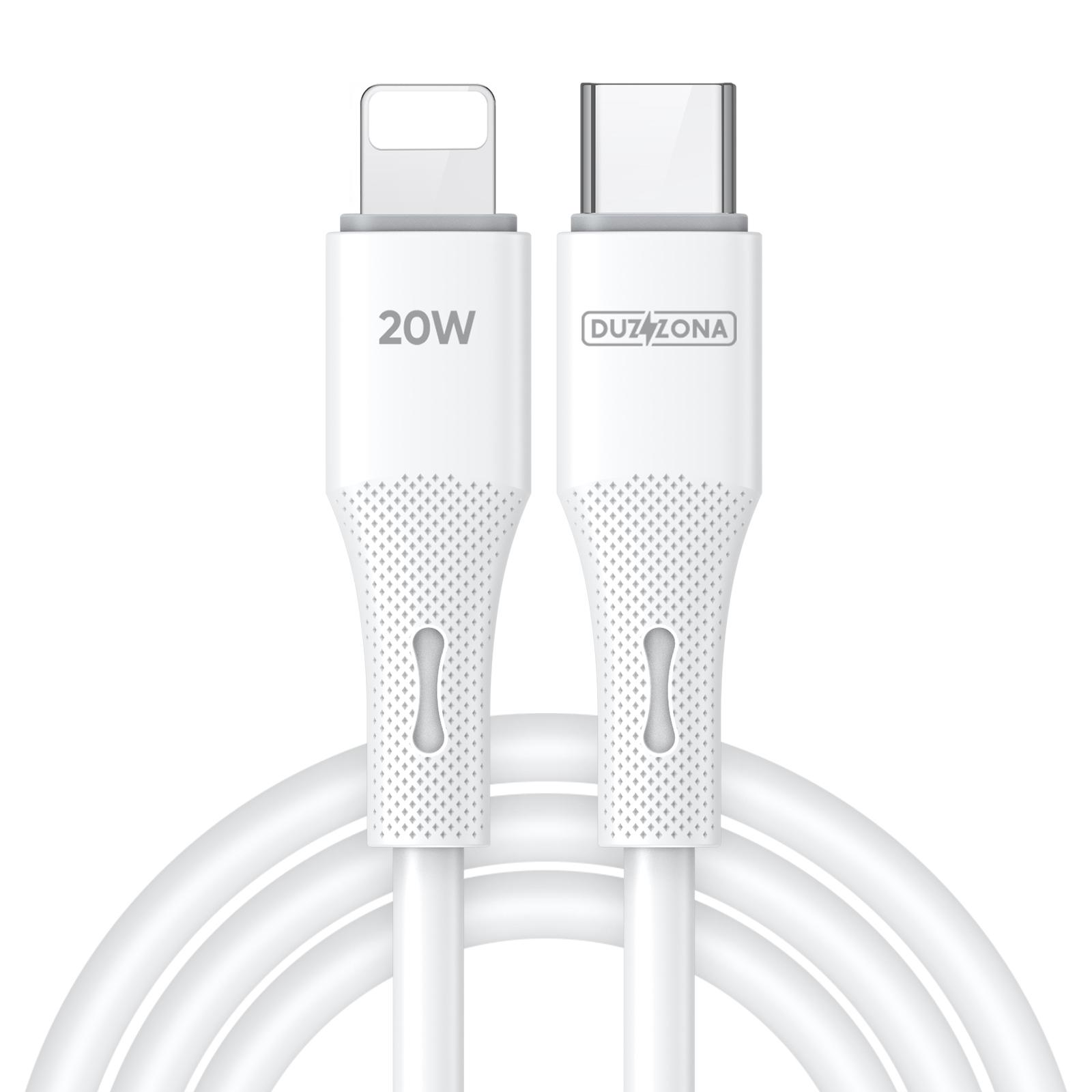 

DUZZONA A10 1m PD 20W Charging Cable USB-C to iPhone Liquid Silicone Cord White