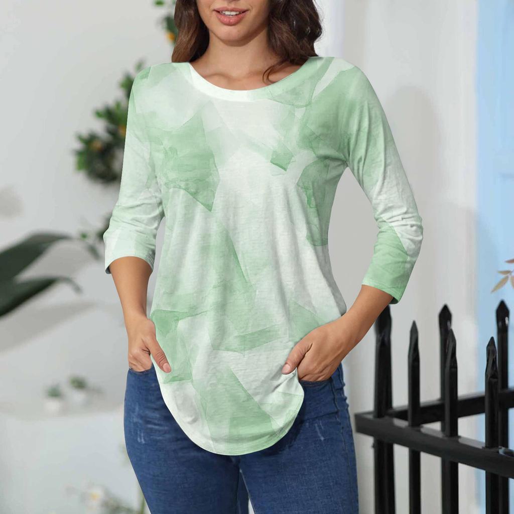 Damen-T-Shirts, 3/4-Ärmel, einfarbig, Pullover, Sommer, Frühling, Tops, Blusen