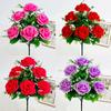 Curly Edge Red Rose Bouquet - 6 Head Artificial Silk Flowers for Living Room Decoration