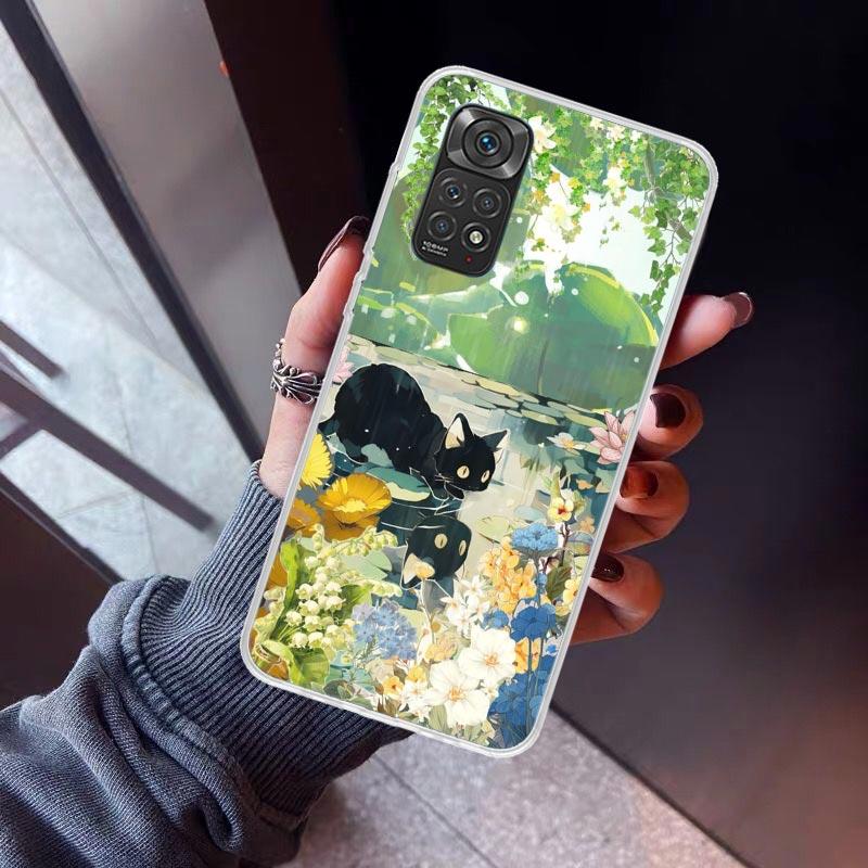 Cartoon Cute Black Cat Phone Case For Xiaomi Redmi Note 15 14 14S 13 12S 12 Pro Plus 11S 11 10S 10 4G Cover 11E 11T 5G Print Fun