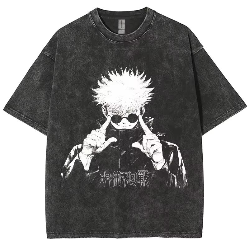 Jujutsu Kaisen Gojo Satoru T Shirts Washed Men Women Cotton Harajuku T-Shirts Ryomen Sukuna Retro for Men Women Tops