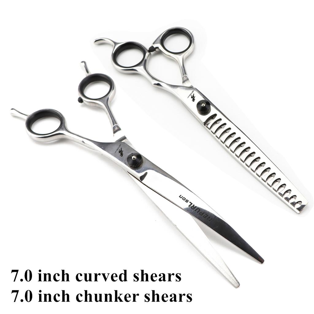 Hunde-Pflegescheren Japan Edelstahl Ausdünnscheren Abwärts gebogene Scheren Haustierscheren Gebogene Scheren Aufhellungsscheren Dropshipping