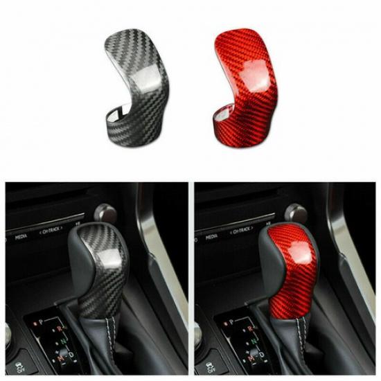 Red/Black Pure Carbo Fiber Gear Shift Knob Cover For Lexus ES 2015 2016 w/ Tape