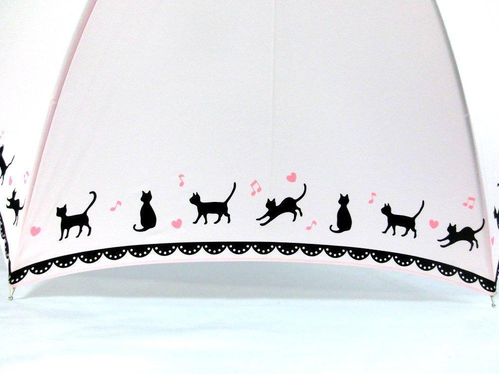 Okamoto Harajuku Store Rain Jump Cat 8 Cute and Stylish Long Black with Heart Gift Women's Umbrella, Umbrella, Pattern, Ribs, Umbrella, Cat, 60cm,