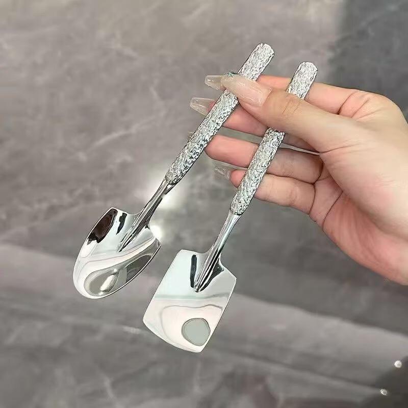 Pabei Stainless Steel Shovel Dessert Spoons - 2 Pack
