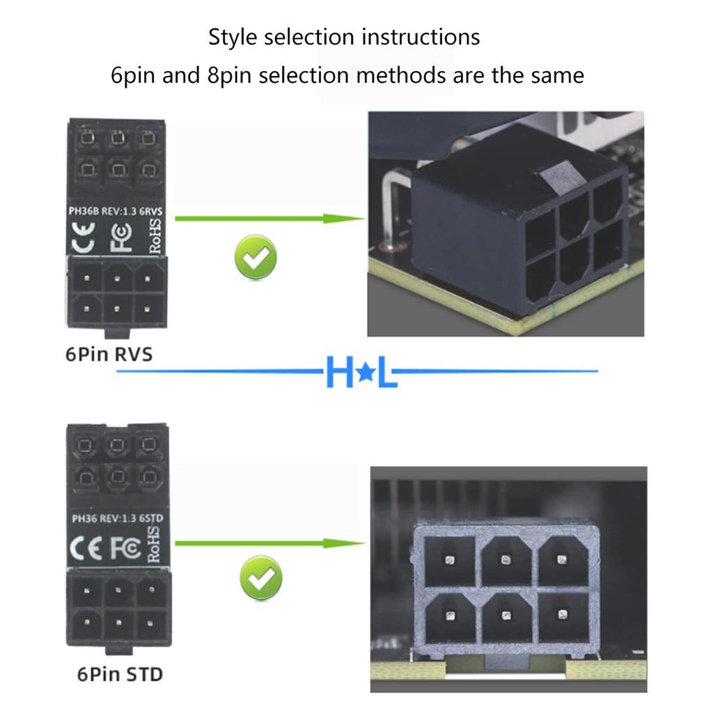 WLGQ ATX 6-pin Standard Reverse Type GPU Power Adapter, ATX Female-Male with 180-degree Angle for Desktop Graphics Cards