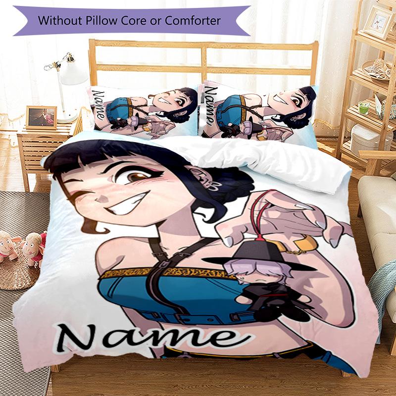 3pcs KPop Demon Hunters14 Cover Set - Personalized Name, HD Printed Bedding with 1 Cover and 2 Pillowcases - Perfect for Home Decor, Easy Care
