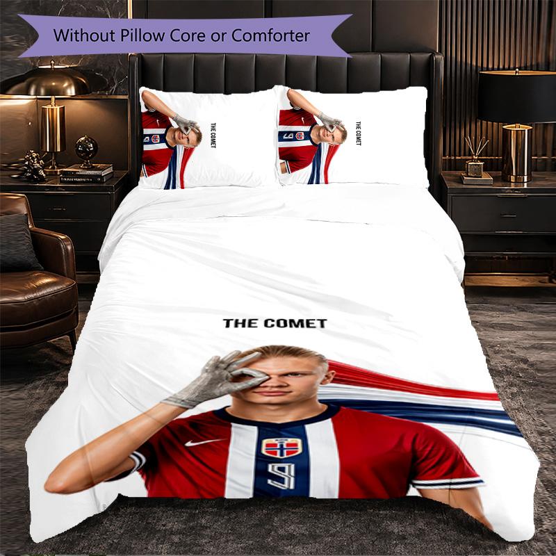 Biancheria da Letto a Tema Erling Haaland Set 3 Pezzi Copripiumino Biancheria da Letto Decorativa Per Stanza Adolescenti Decorazione Casa