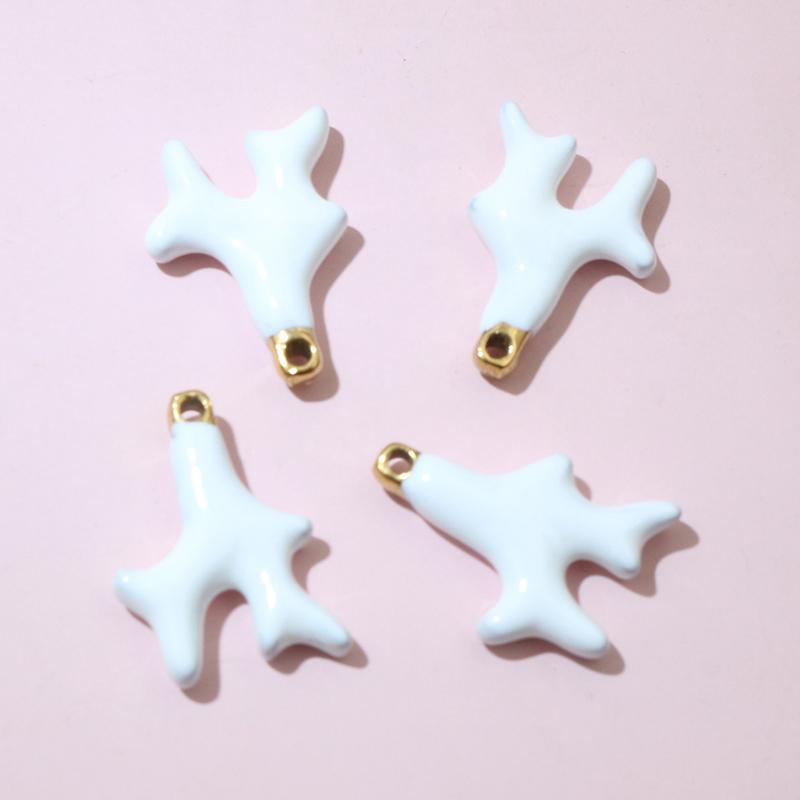 4pcs 15x10mm Stainless Steel 3D Enamel Coral Reef Charms Pendant DIY Jewelry Making Accessories for Earrings Necklace Bracelet