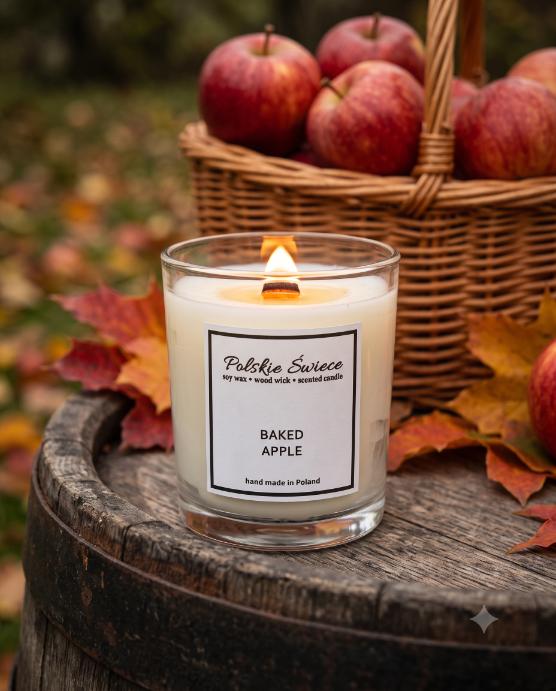 soy candle with a wooden wick + BAKED APPLE