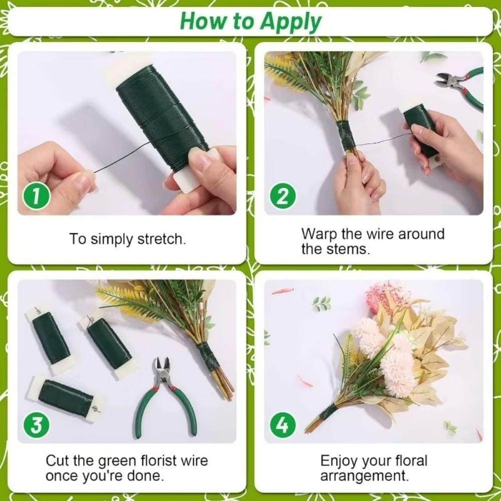 22 Gauge Floral Paddle Wire Ribbon Making Floral Arrangements Florist Green Wire Flexible Plant Binding Fixing Wire