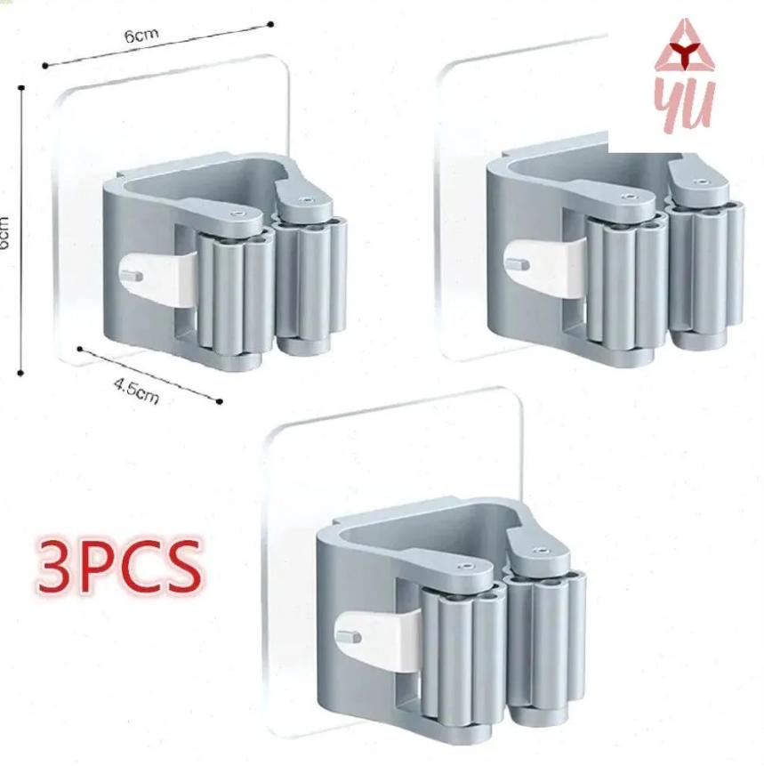 No-drill, Traceless Mop Clip, Wall-mounted Mop And Hook, Strong Adhesive Mop Wall Clip One Size