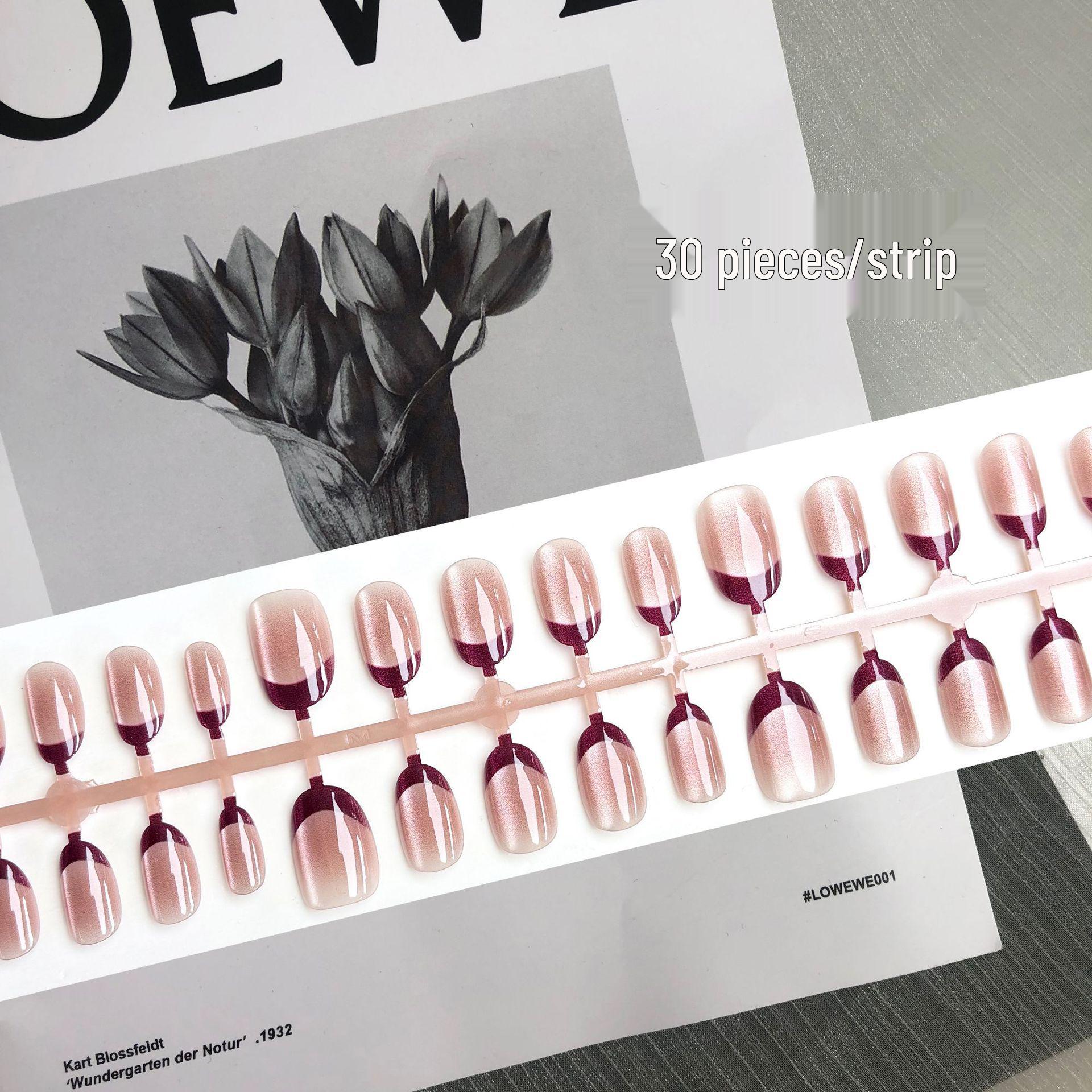 

Вишневый Французский Отбеливающий Красный Элегантный Накладные Ногти - 30 шт. Универсальные Весенние Патчи для Нейл-Арта