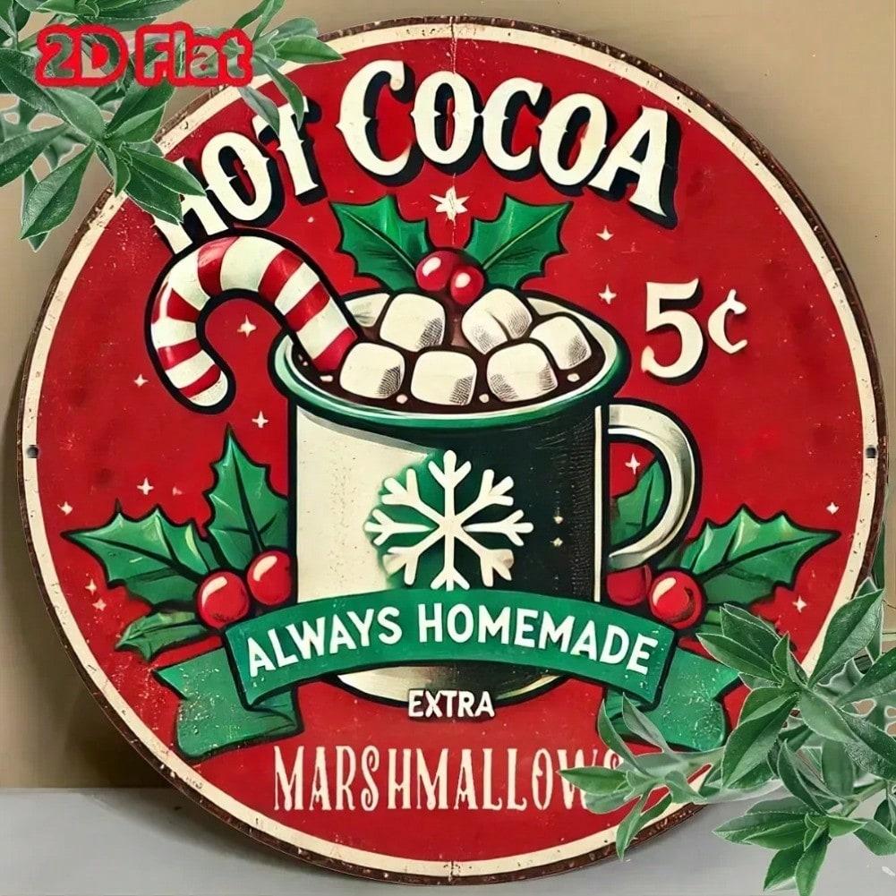 Metal Tin Sign Hot Cocoa Marshmallow Retro Kitchen Bakery Cafe Wall Art Decor 20x20 разноцветный