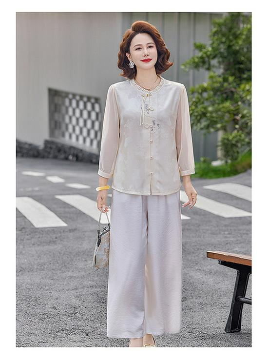 2026 Elegant Chinese Style Summer Cardigan for Middle-Aged & Elderly Women