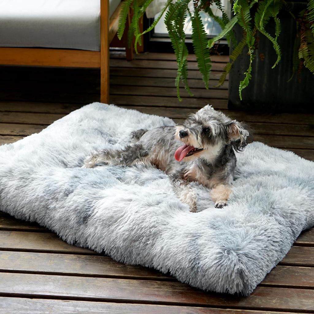 ULIGOTA Pet Cushion for Dogs and Pet Bed Warm and Cold Weather Cage Indoor Autumn and Medium White Cats, Fluffy, Non-Slip Mat, Protection, Cushion,