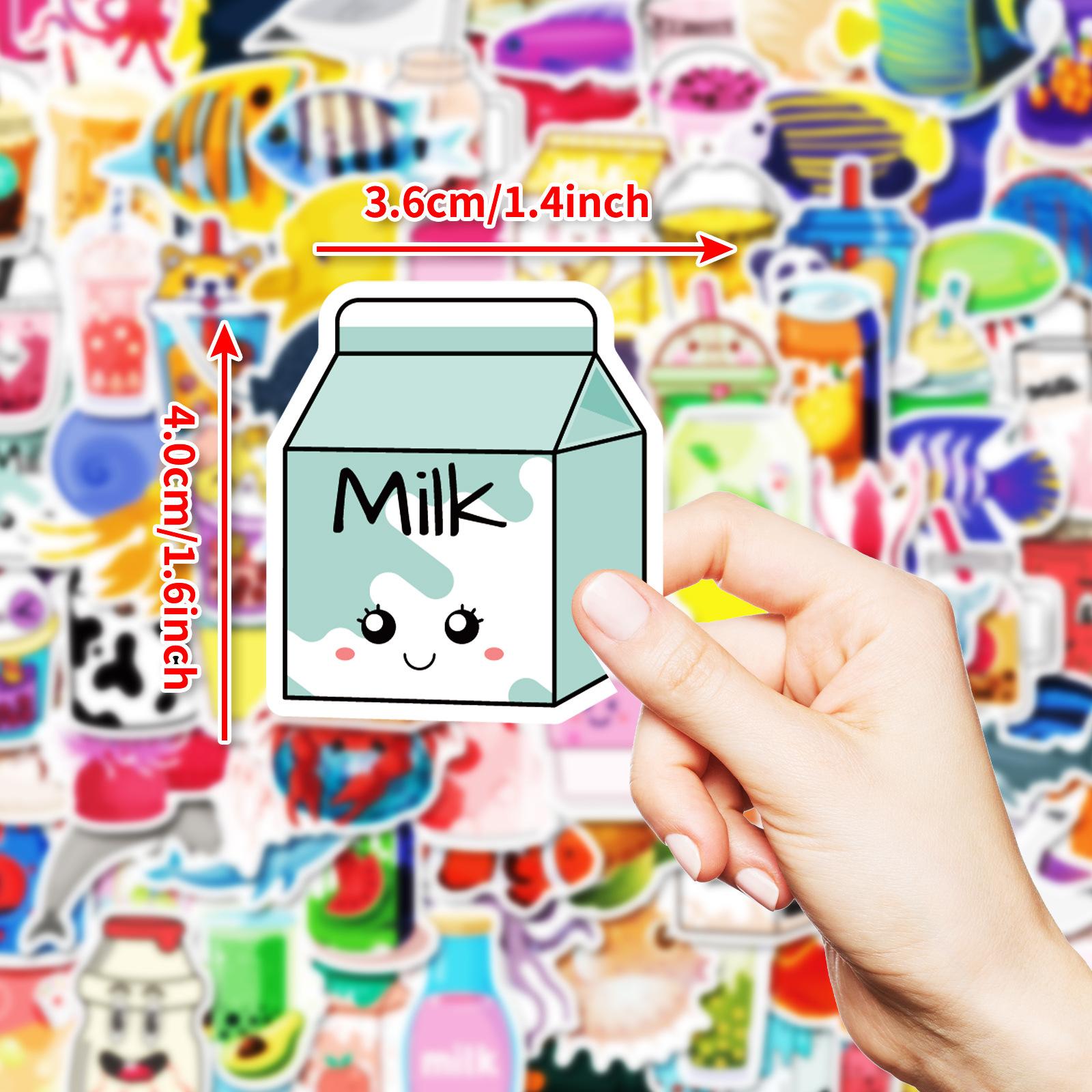 

100 Hand-Painted Drink Graffiti Stickers Milk Soda Non-Repeating Pp Waterproof Stickers Hot