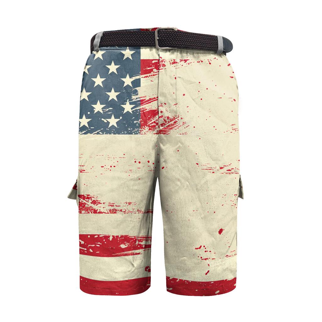 Men's Independence Day Printed Multi Pocket Workwear Shorts