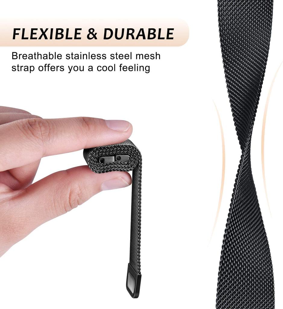 Milanese Loop strap for Fitbit versa 4 3 Band Sense/Lite band Magnetic Stainless Steel metal belt Bracelet correa Fitbit versa 2