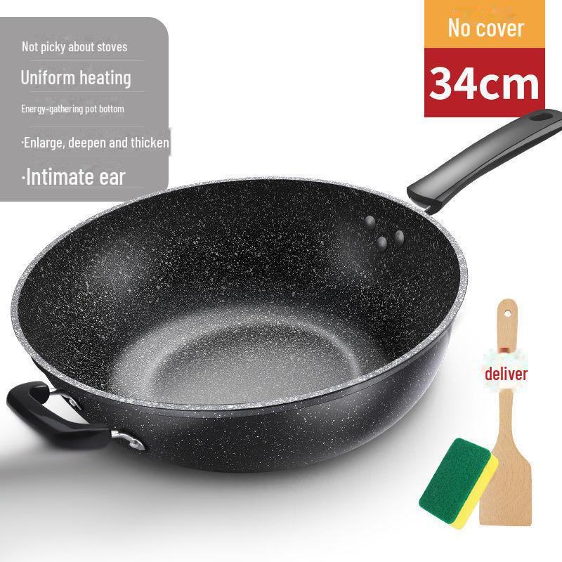 

5-слойная литая антипригарная сковорода из медицинского камня – универсальная, совместимая с плитой и утолщенная для домашнего приготовления пищи