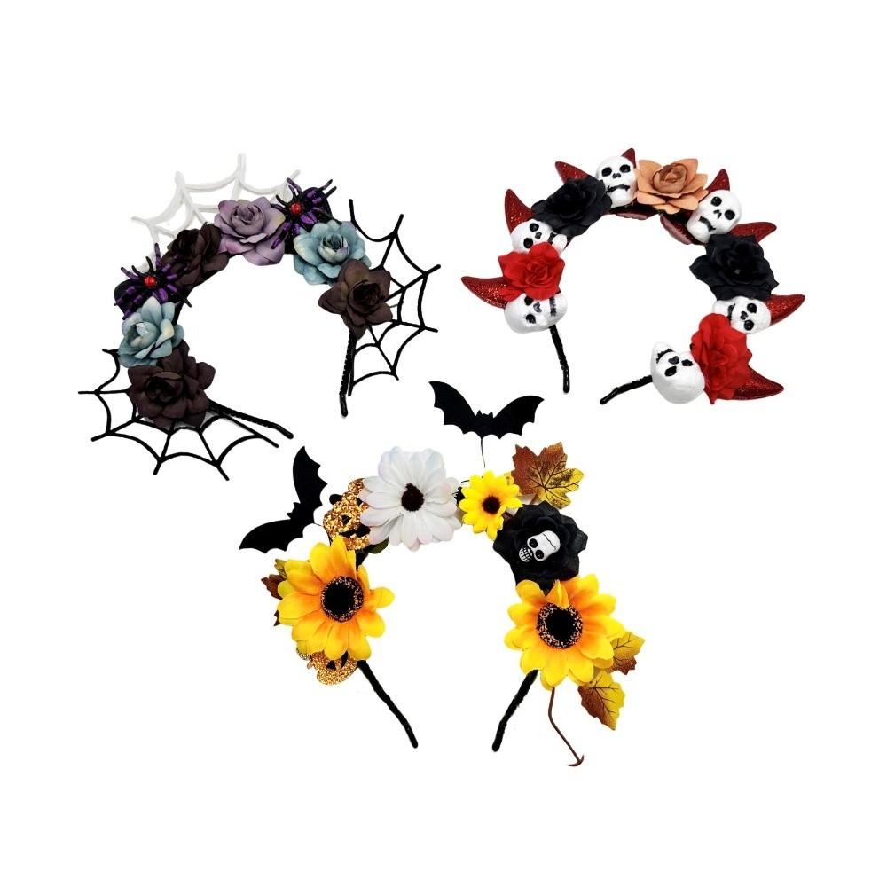 Simulation Bat Halloween Hair Hoop Exaggerated Gothic Flower Hairband  Photography Props