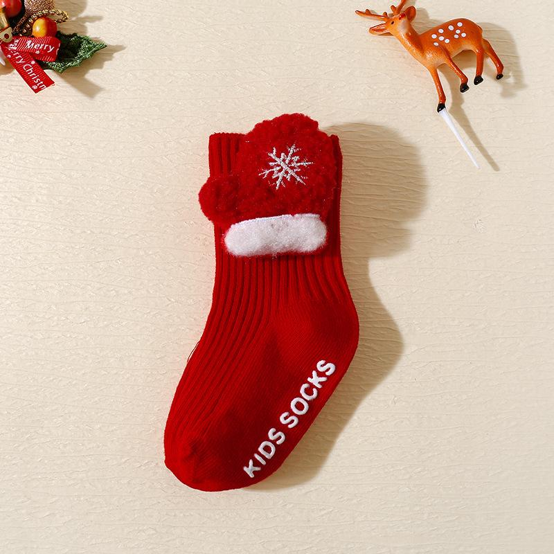 Christmas Baby Non-slip Floor Socks Cartoon Children's Medium Tube Baby New Year's INS Socks