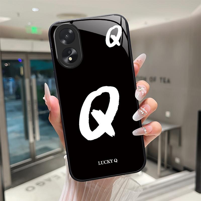 Phone Case For OPPO A18 A38 A58 A78 Back Covers Lucky Letter Protective Case For OPPOA18 OPPOA38 Tempered Glass Soft TPU Shell