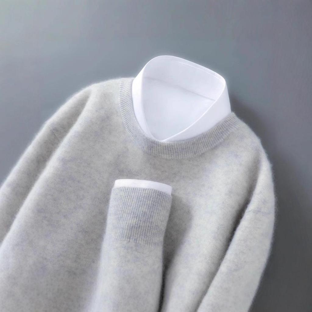 Herren Wollpullover mit Rundhalsausschnitt - Weich, Locker und Bequem Vielseitige Strickware für Herbst und Winter