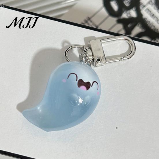 Glow Keychain Glow-in-the-dark Ghost Luminous Design Multiple Expressions Halloween Bag Hanging Ornament Accessory