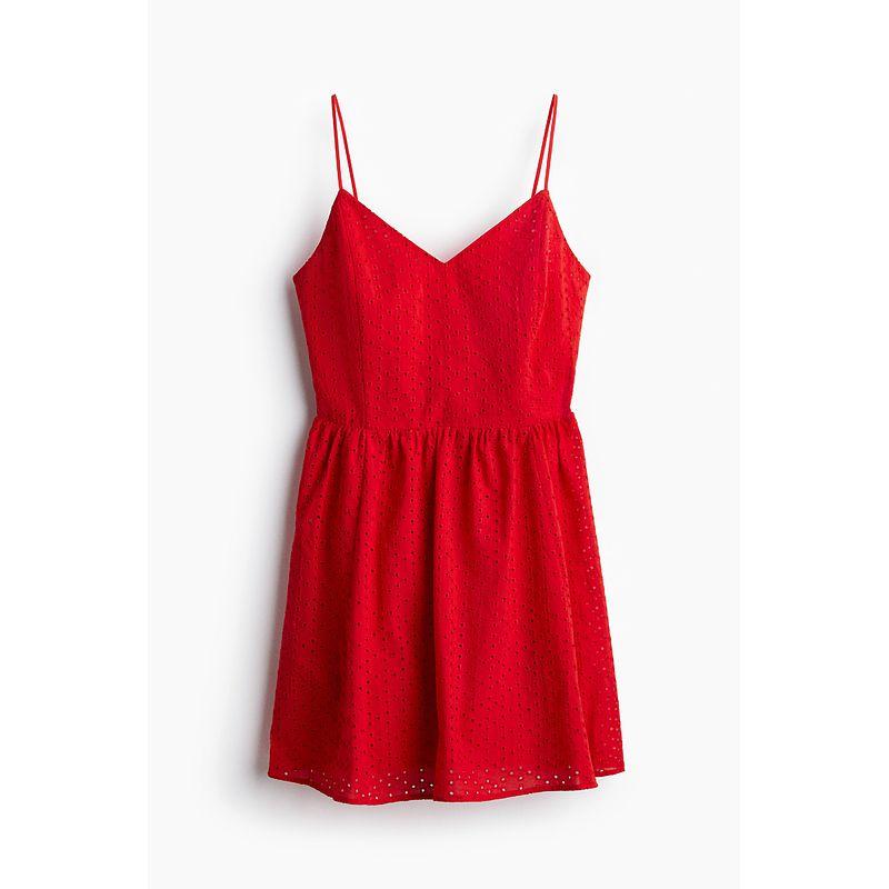 

HM Women s Clothing Gold Style Dress 2025 Summer New Arrival Cut Out Embroidered Strap Dress 1289969