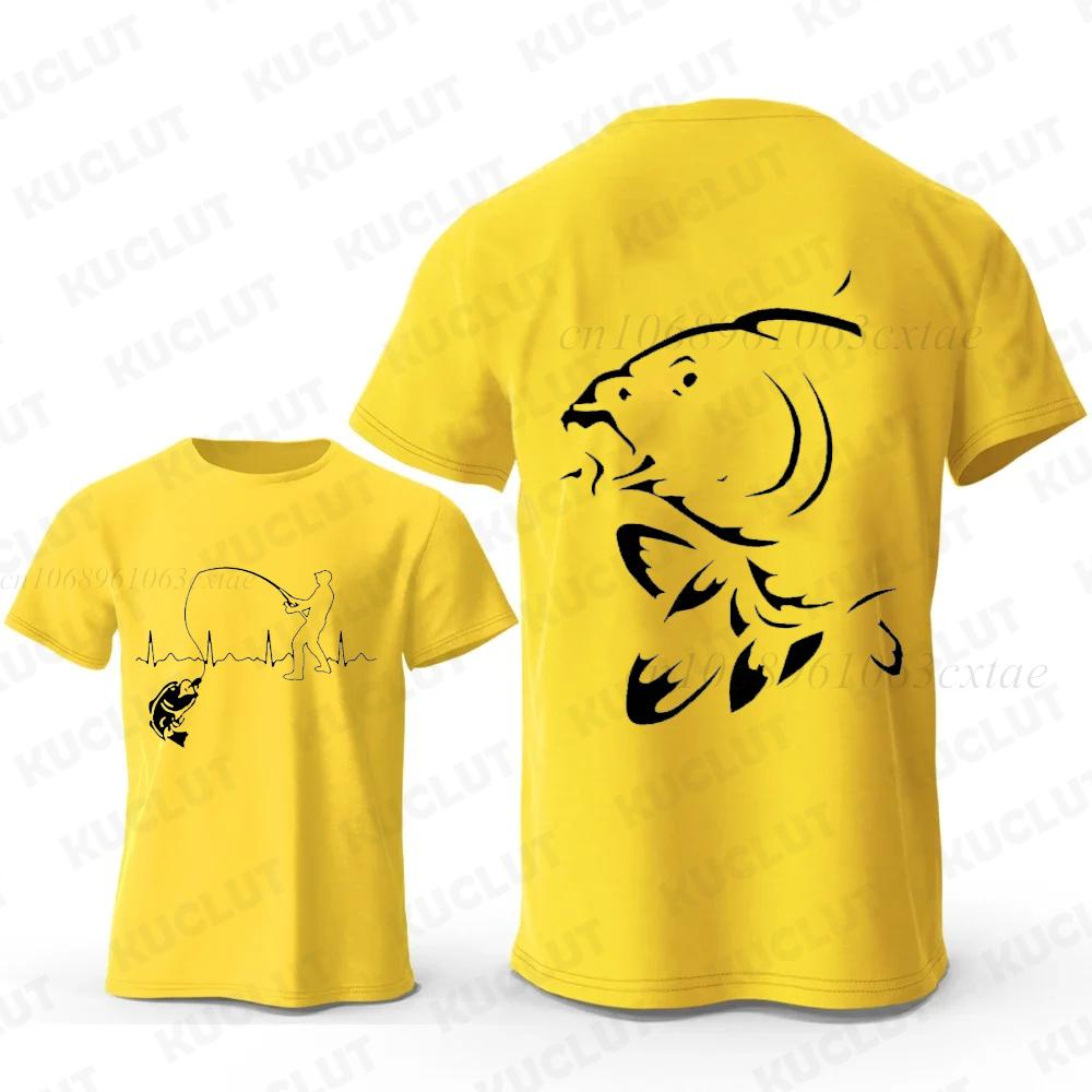 Eat Sleep Fishing Heartbeat Unisex T-Shirts Tops Unisex Fisherman Fish T-shirt Short Sleeve Fashion Brand Loose Tee Shirt for Male