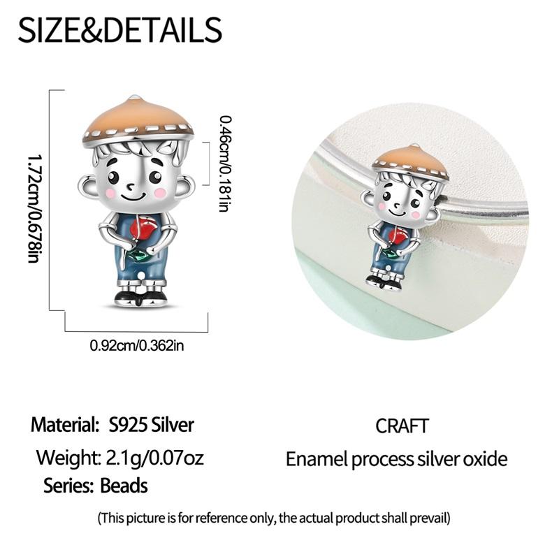 925 Silver Lovers Pendant Charms for Boys Girls Fit 4MM Hole Bracelet Necklace DIY Female Jewelry