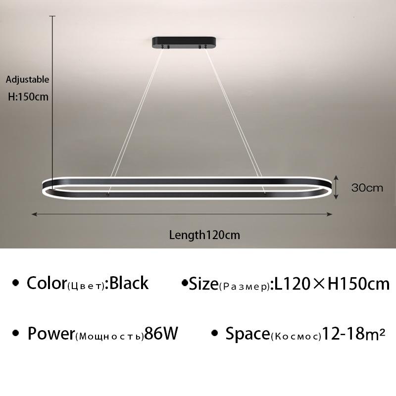 Modern Ring LED Pendant Lamps Dimmable For Kitchen Office Restaurant Dining Living Room Minimalist Chandelier Lighting Fixture