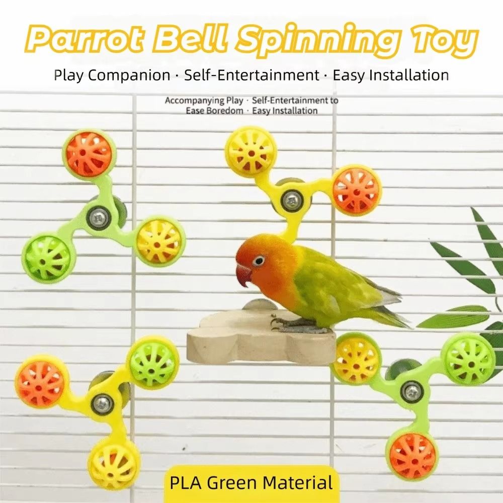 Hanging Parrot Wheel with Bell Interactive Bird Cage Toy for Chewing Parrot Spinner  Bird Cage Use