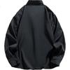 Mianzhi Men's Solid Color Long-Sleeve Draping Shirt, Hong Kong Style Casual Trendy Simple Top, Black, 3XL