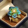 Elegant Retro Intangible Cultural Heritage Craftsmanship Blue Velvet Peony Brooch Atmospheric Freshwater Pearl Bouquet Pin Brooch Female