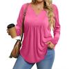 Womens Plus Size Long Sleeve Shirts  V Neck Tunic Tops Basic Loose Fit Tee Tops