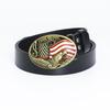 Fibbia Aquila in Bronzo Cintura in Pelle con Bandiera Americana - Accessorio di Moda da Uomo