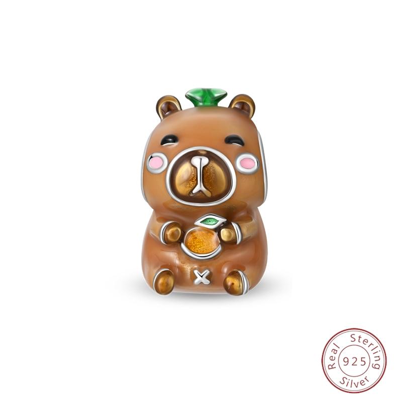 Cute Copper Metal Capybara Black Cat Elephant Sausage Dog Charm Bead Components Bead Components Compatible With 3mm Authentic Original Bracelets Do