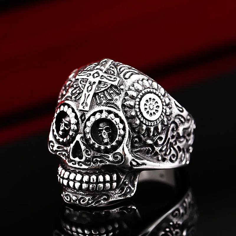 Anelli a Teschio Gotici Multistile per Uomo Acciaio Inossidabile Biker Motociclista Gioielli Anello Festa di Halloween Dropshipping