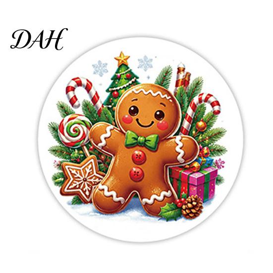 Christmas Scrapbooking Stickers Round Stickers, Santa Claus Snowman And Gingerbread Patterns Print, Man Decals Self Adhesive Holiday Envelope