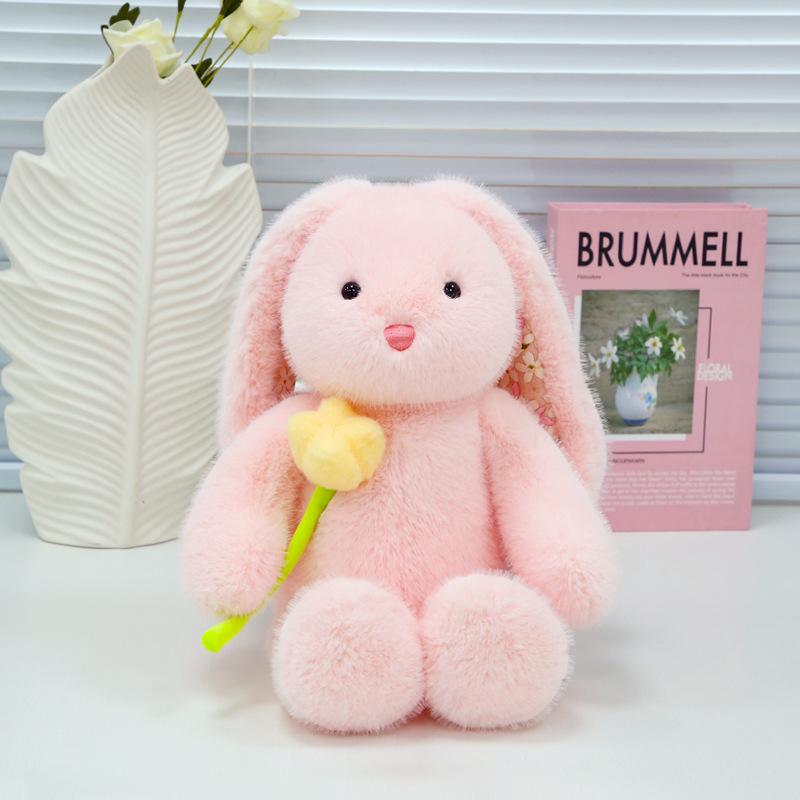 Hugging Flower Rabbit Rabbit Plush Toy Cute Long-eared Rabbit Doll Soothing Cloth Doll Hugging Sleeping Rabbit