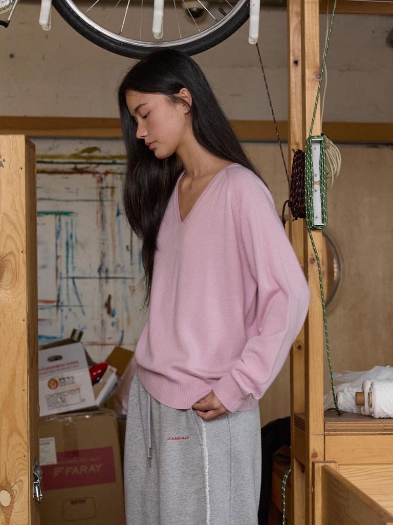 MUEMUER V-Neck Knit Pullover Mu2678Po804M_Pink