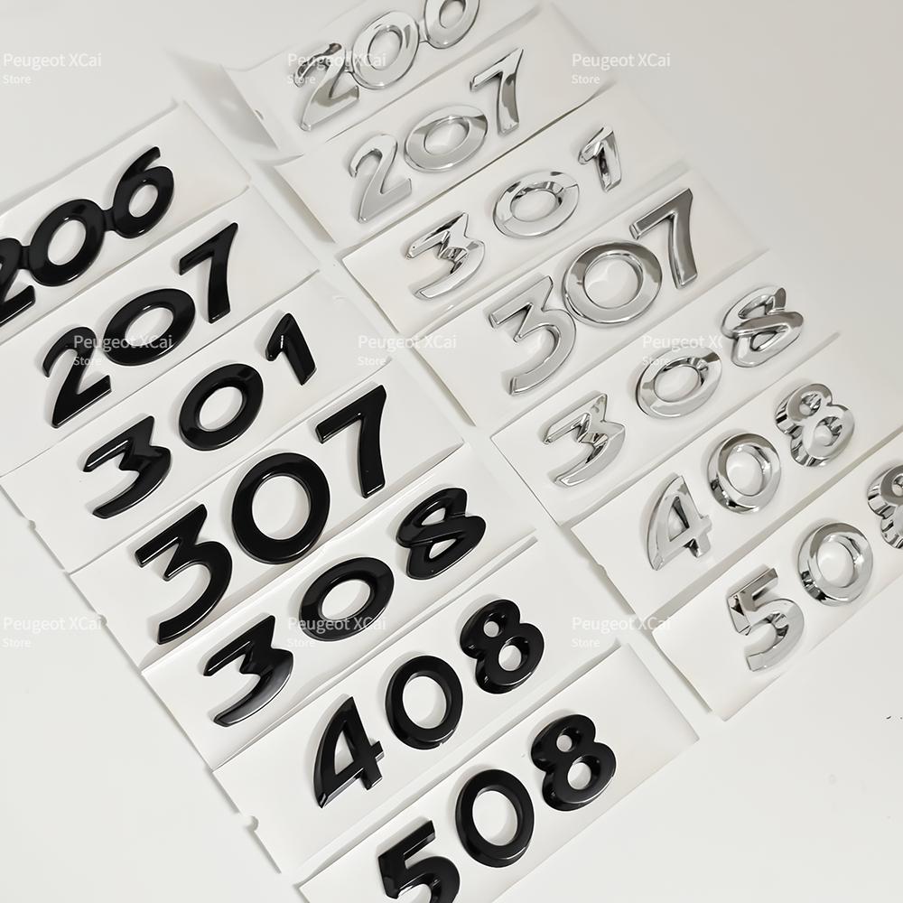 akpsw6 3D ABS Rear Trunk Emblem Badge Number Sticker for Peugeot 206 207 301 307 308 408 508 Car Accessories Comes with Back Glue