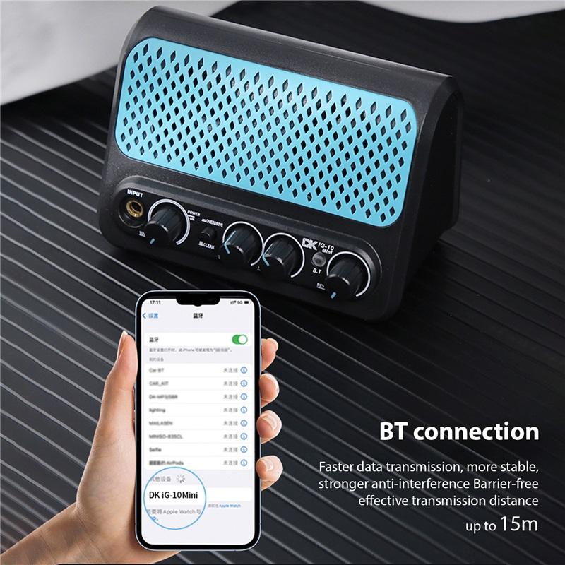 DK 10W Electric Guitar Amplifier Dual Channel Clean/Overdrive and Reverb Effects Bluetooth/Headphone Connectivity Plug and Play