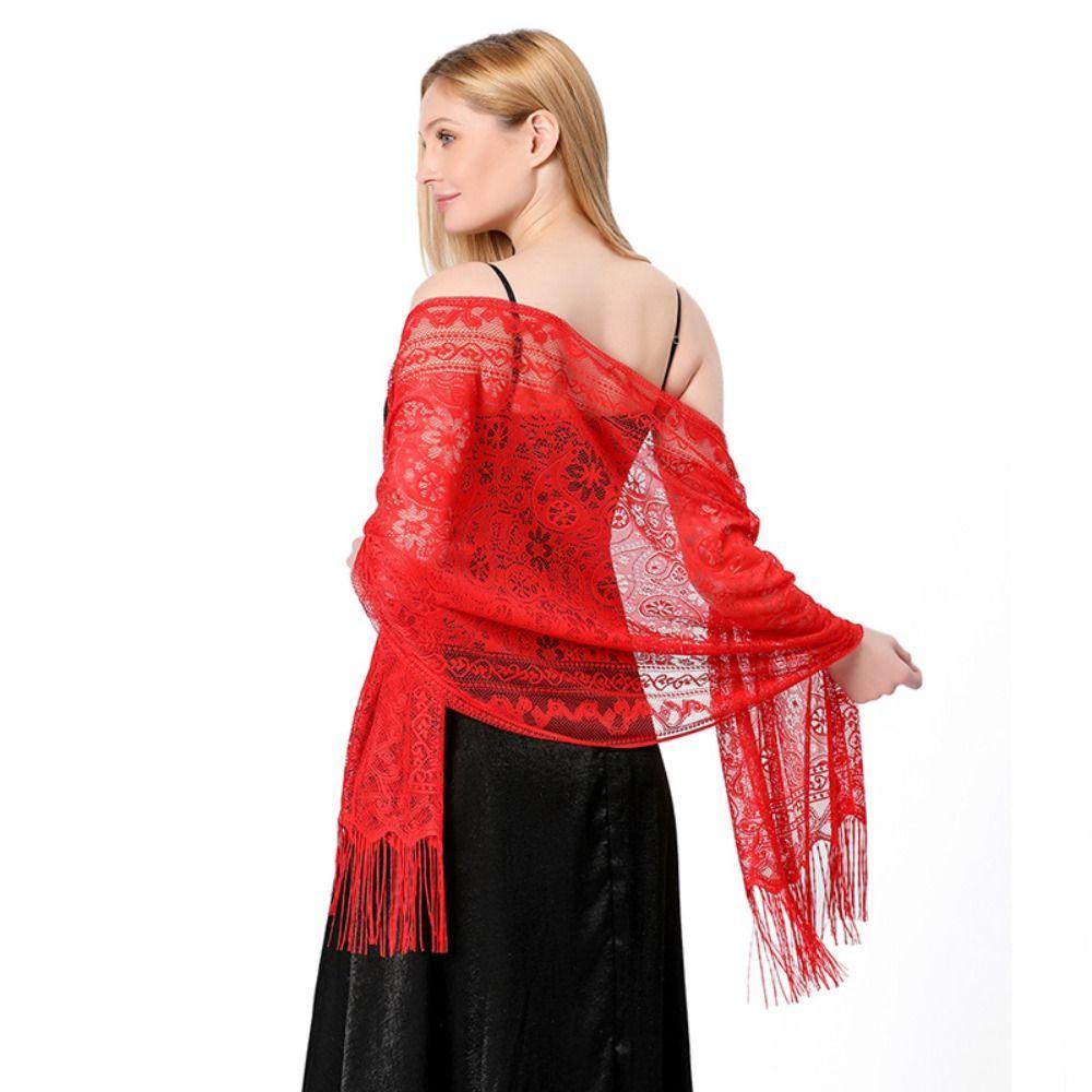 Wedding Shawl Tassel Scarves Cashew Floral Mesh Fringe Wraps  for Wedding Evening Party Dresses
