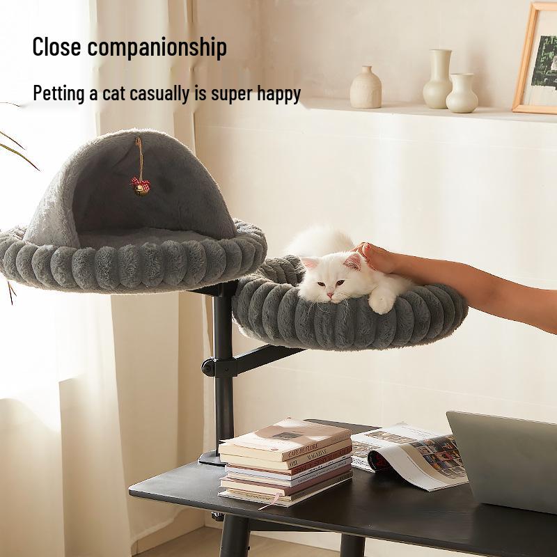 Adjustable 360° Rotating Cat Climbing Frame & House for Large Cats - Space-Saving Desktop Design